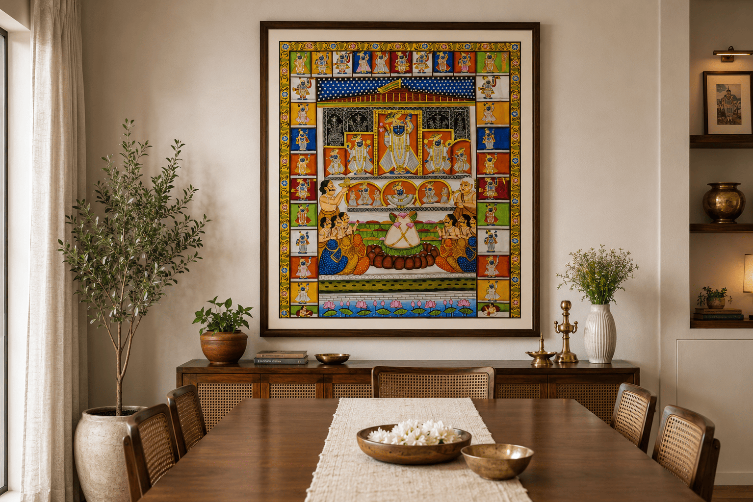 Shrinathji Pichwai Painting – Annakut Darshan (Handmade, 48x36 inch)